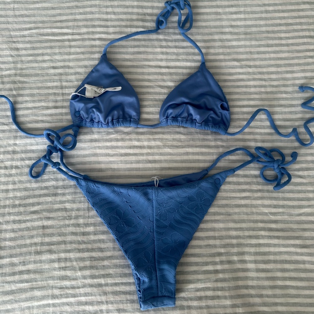 Volcom Blue Textured Bikini Set - Picture 2 of 3